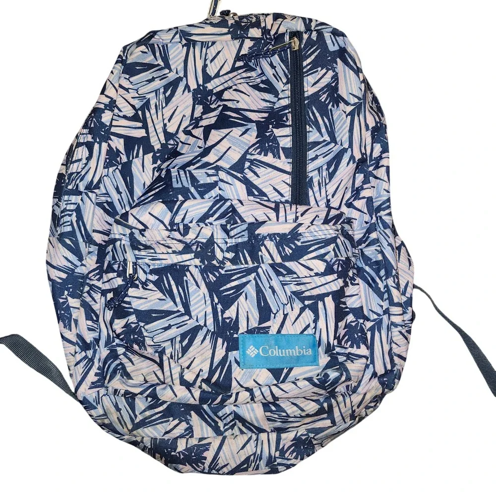 Columbia Blue Palm Leaf Print‎ Backpack Unisex Daypack CB059CO-X4698